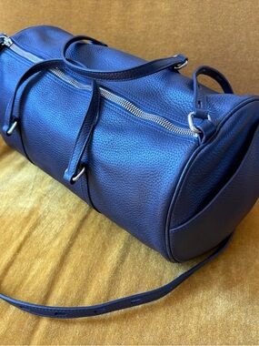Kara Navy Leather Duffel Bag